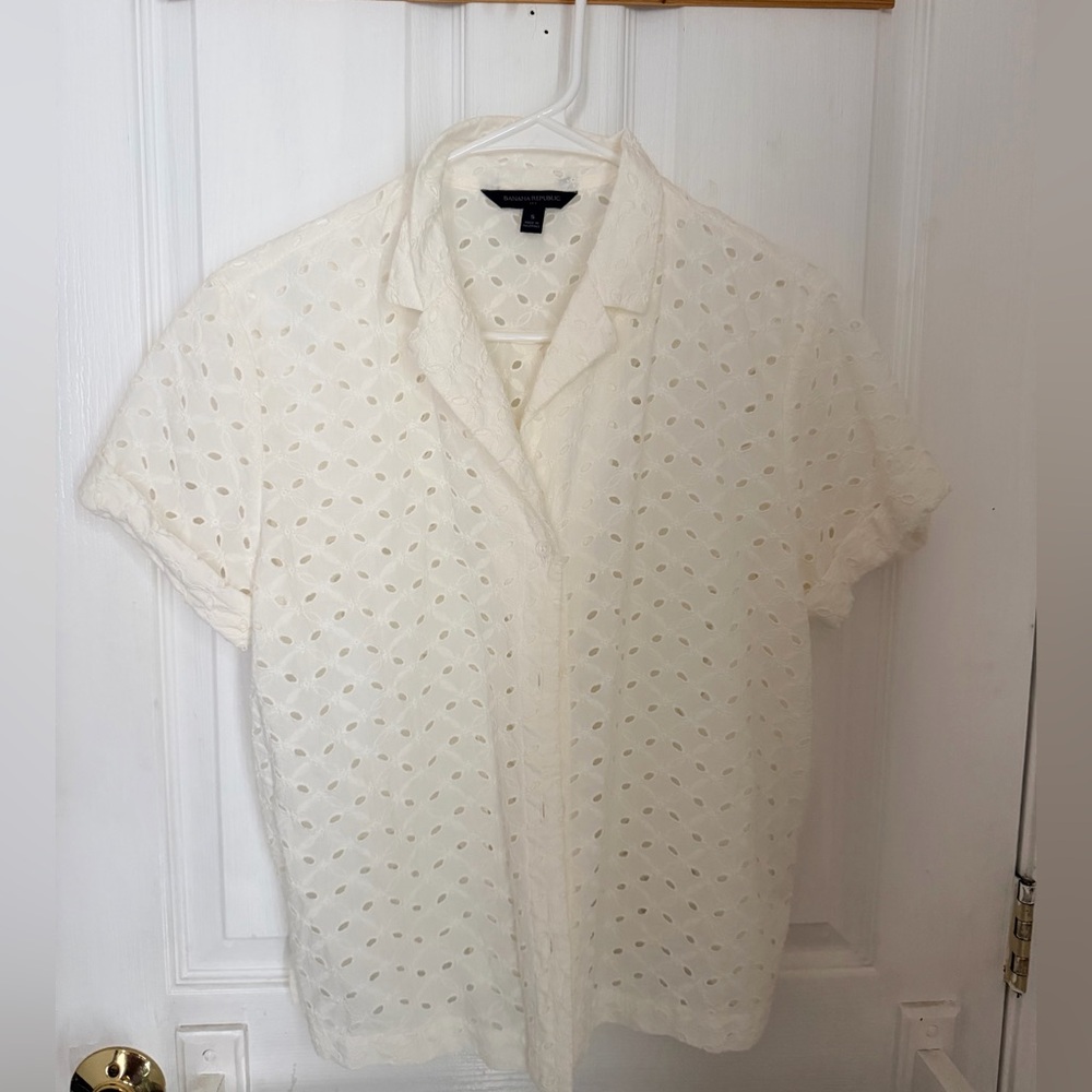 Banana Republic Cream Eyelet Blouse